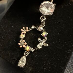 Silver, Pink & Purple Floral Belly Ring